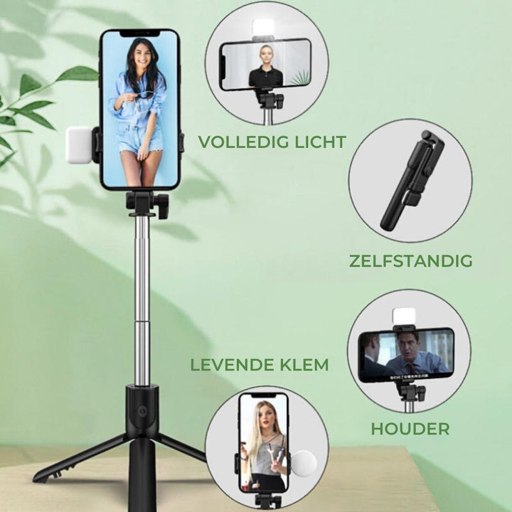 Drahtlose Bluetooth-Fernbedienung des SnapFlex Selfiesticks für einfache Foto- und Videoaufnahmen per Knopfdruck.