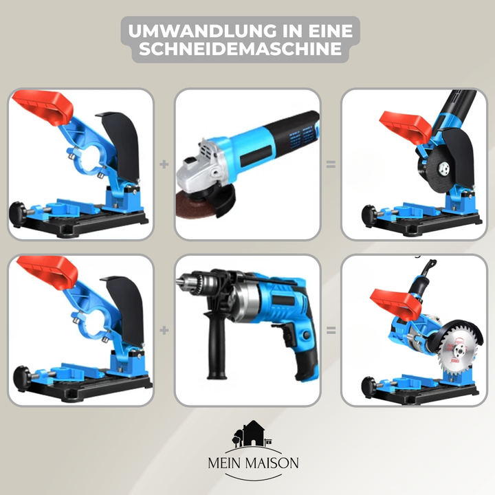 Winkelschleifer Ständer für exakte Gehrungsschnitte in Metall, ideal für Heimwerker & Profis.