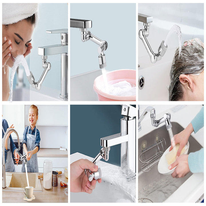 Edelstahl Wasserhahn Extender mit zwei Strahlarten & 1080° Schwenkbereich. Für einfache Bad & Küchennutzung.
