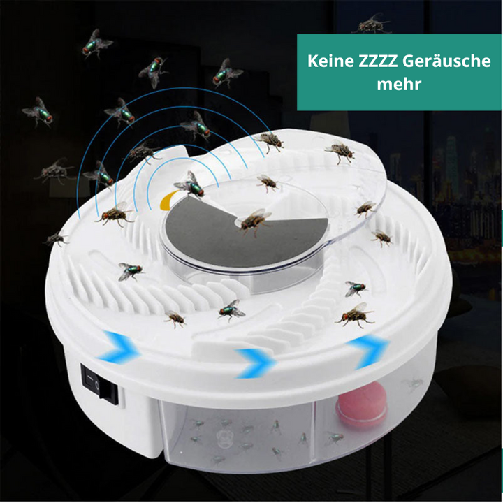 Umweltfreundliche, chemiefreie Universal-Fliegenfalle mit Rotation zum effektiven Insektenvernichter innen & außen.