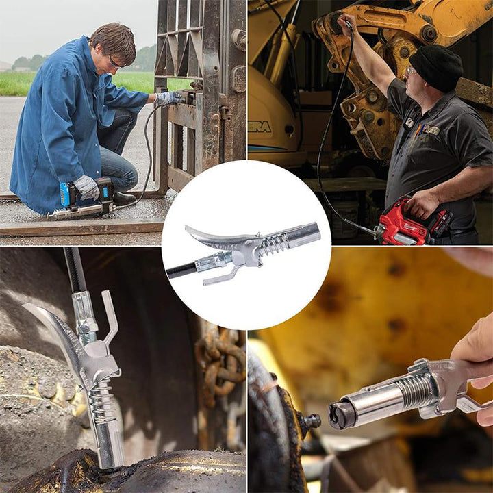 Universal Heavy-Duty Hydraulik-Kupplung für Fettpressen, ideal für Werkstatt und industrielle Maschinenwartung.