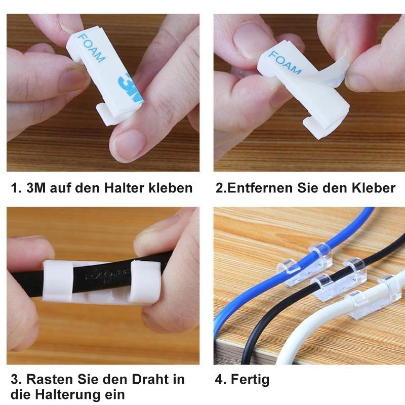 Für einen aufgeräumten Look: Selbstklebende Kabelklemmen organisieren Ladekabel & Audiokabel unsichtbar und ordentlich.