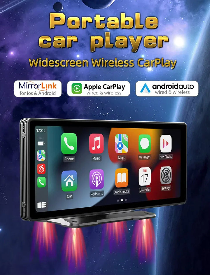 Universal Autoradio mit 10,26 Zoll Bildschirm, integriertem Wireless CarPlay & Android Auto für jedes Fahrzeug.