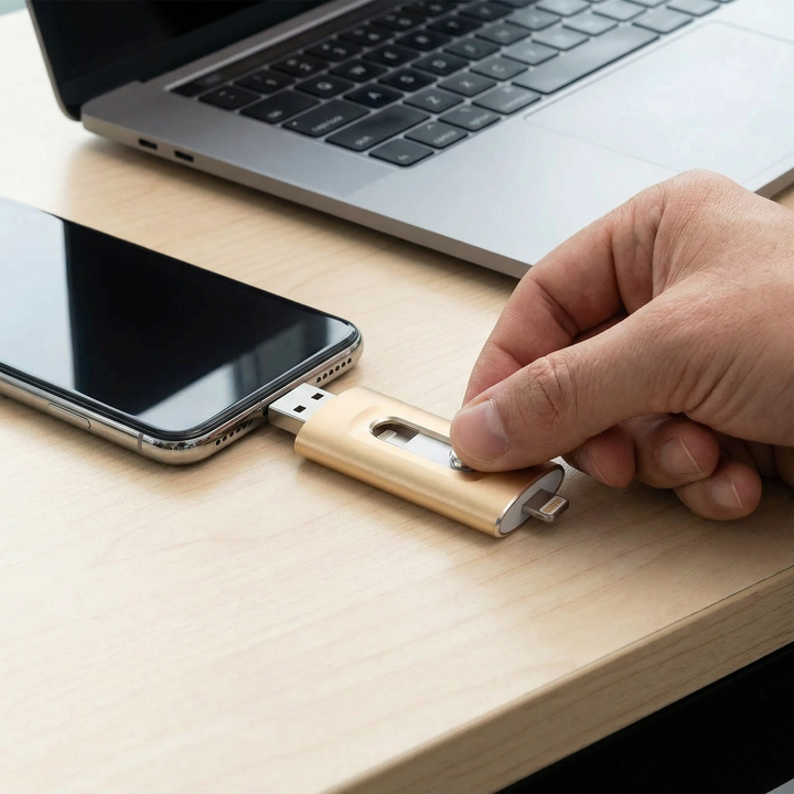 Universeller 3-in-1 USB-Speicherstick mit Type-C & USB 3.0 für Smartphone, Tablet & PC. Ideal für Datensicherung.