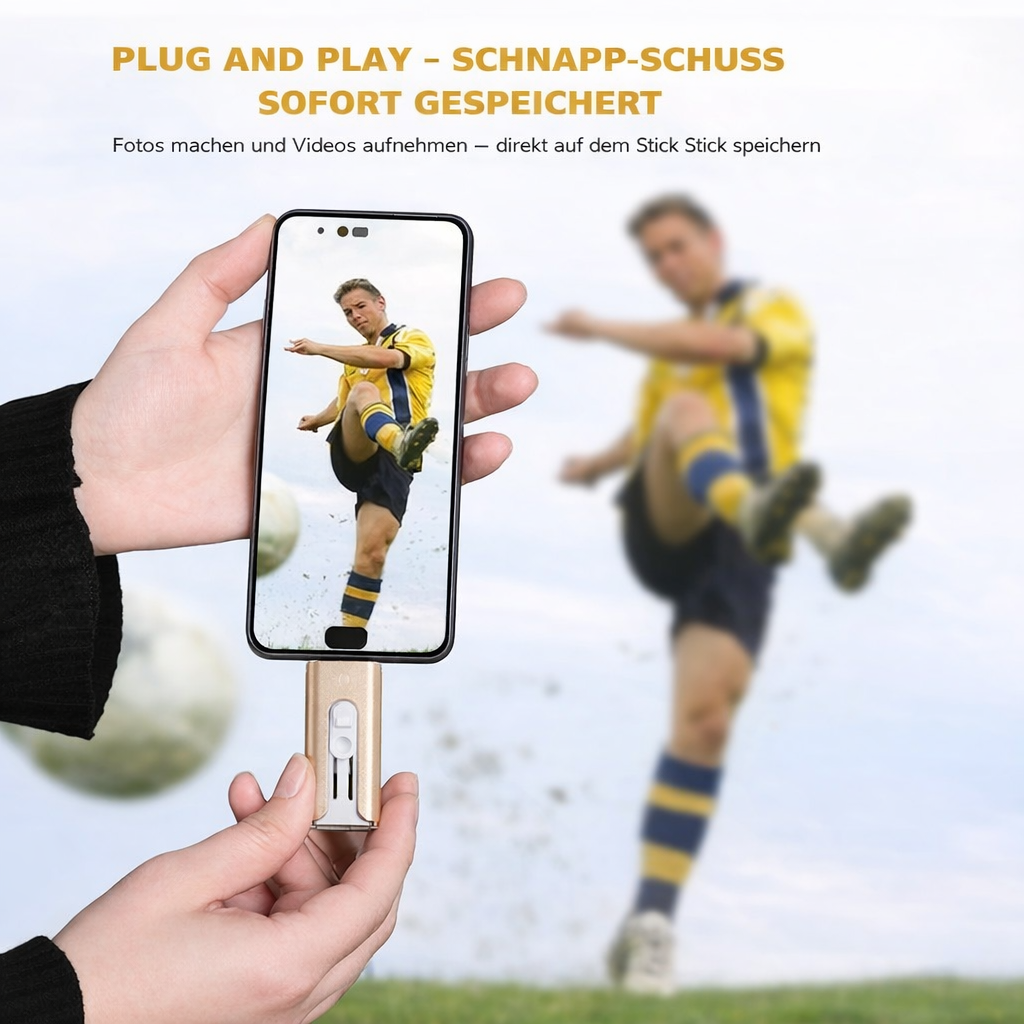 Handy Speicher: 4-in-1 USB-Stick für iPhone, Android & PC zur einfachen Sicherung & Übertragung digitaler Dateien.