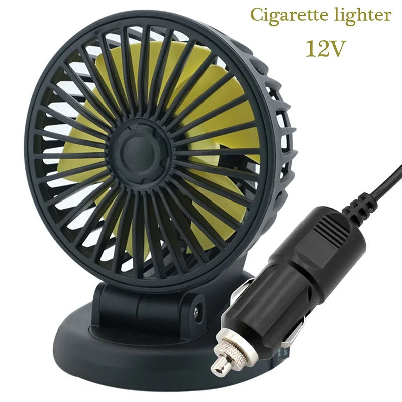 Universeller Auto-Ventilator für PKW, LKW, Wohnmobil & Büro; 5V/12V/24V USB-Anschluss.