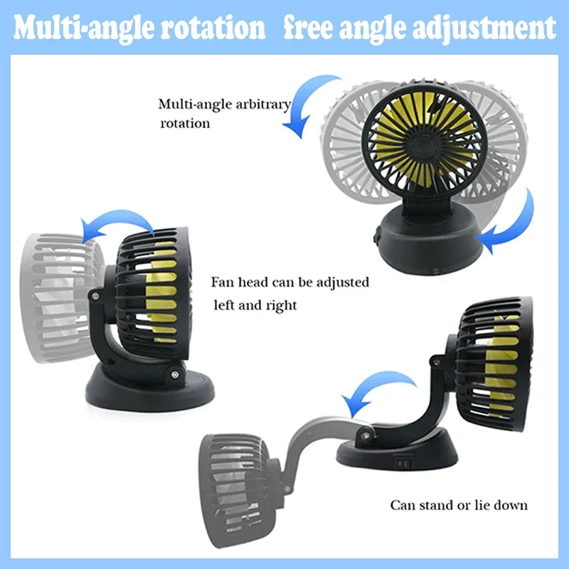 Vielseitiger 5V/12V/24V Auto-Ventilator, passend für USB, PKW, LKW & Büro. Effiziente Kühlung.