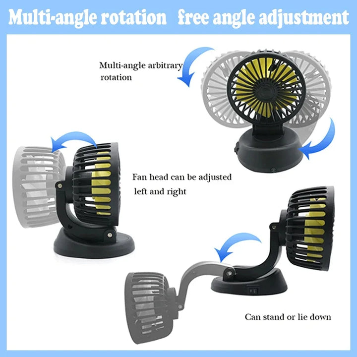 Vielseitiger 5V/12V/24V Auto-Ventilator, passend für USB, PKW, LKW & Büro. Effiziente Kühlung.