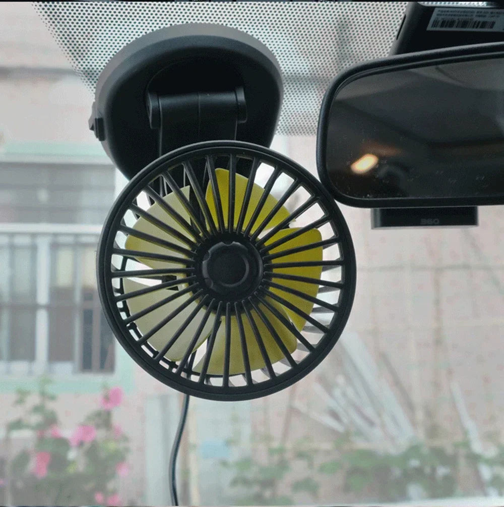 Kleiner, schwenkbarer Auto-Ventilator für Armaturenbrett oder Tisch, einfache Montage & Luftkühlung.