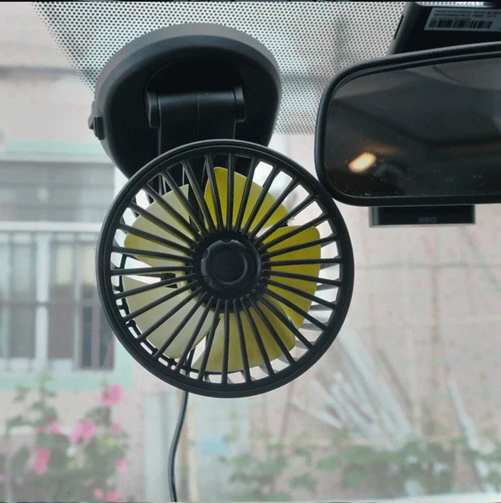 Kleiner, schwenkbarer Auto-Ventilator für Armaturenbrett oder Tisch, einfache Montage & Luftkühlung.