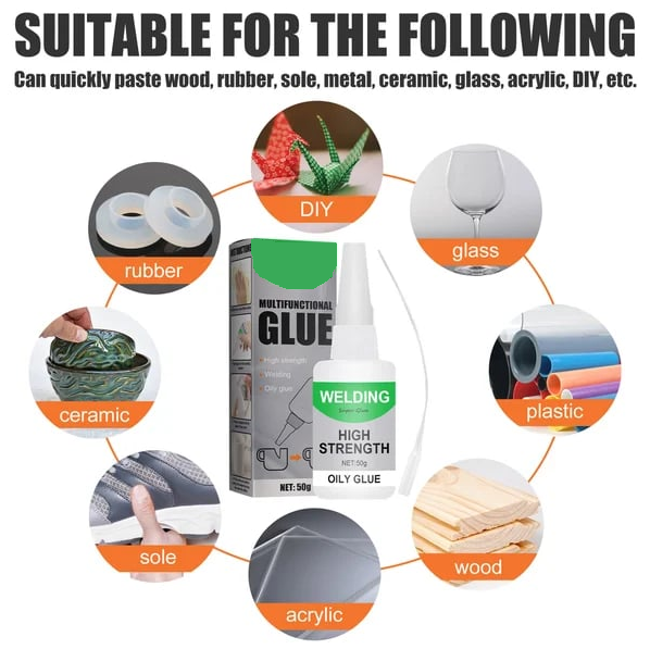 Nahaufnahme der Flasche Universal Extremer Kleber; transparenter Sekundenkleber für Reparatur, Basteln & Haushalt.