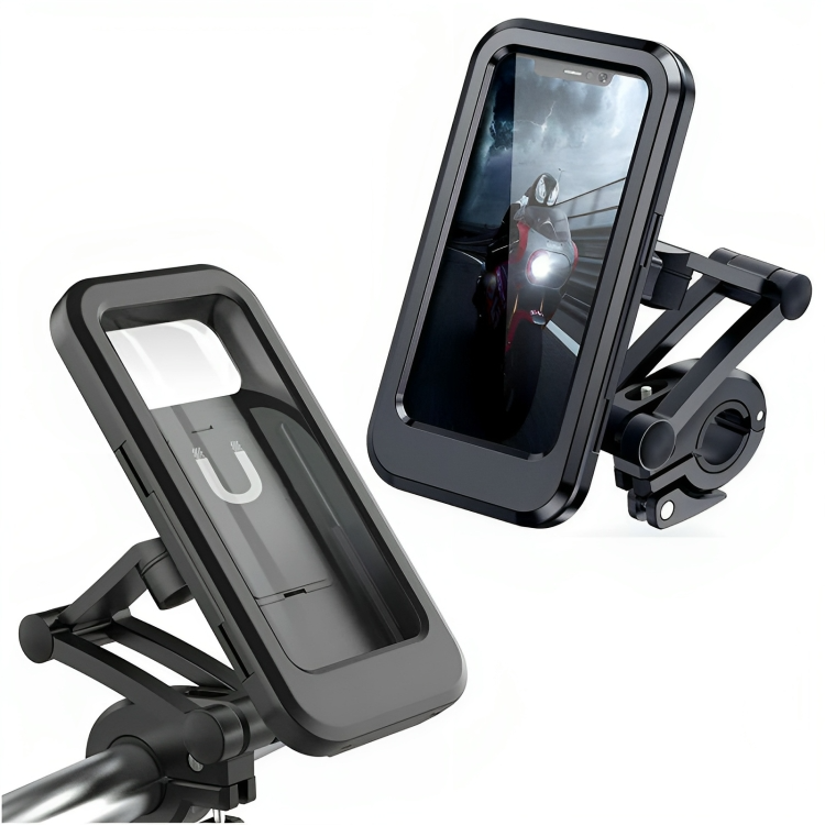Fahrrad Smartphonehalter WeatherGuard, Schwarz. Sichere und universelle Befestigung für alle Handys beim Radfahren.