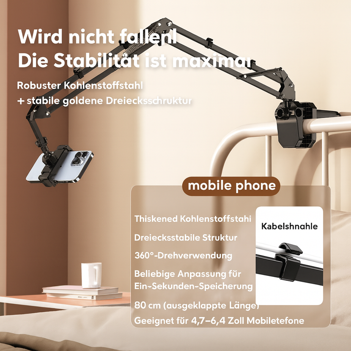 Flexibler Handy- & Tablethalter für Schreibtisch & Homeoffice, 360° drehbar für produktives Arbeiten.