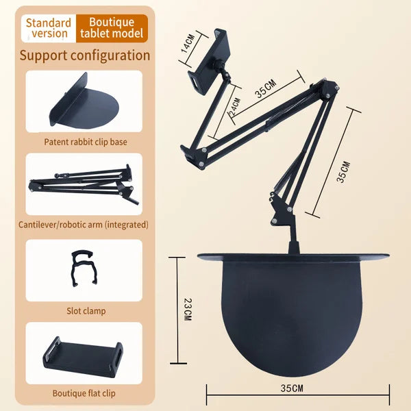 Ergonomischer Universal Handy- & Tablethalter für bequemes freihändiges Arbeiten oder Entertainment. 360° Schwenkarm.