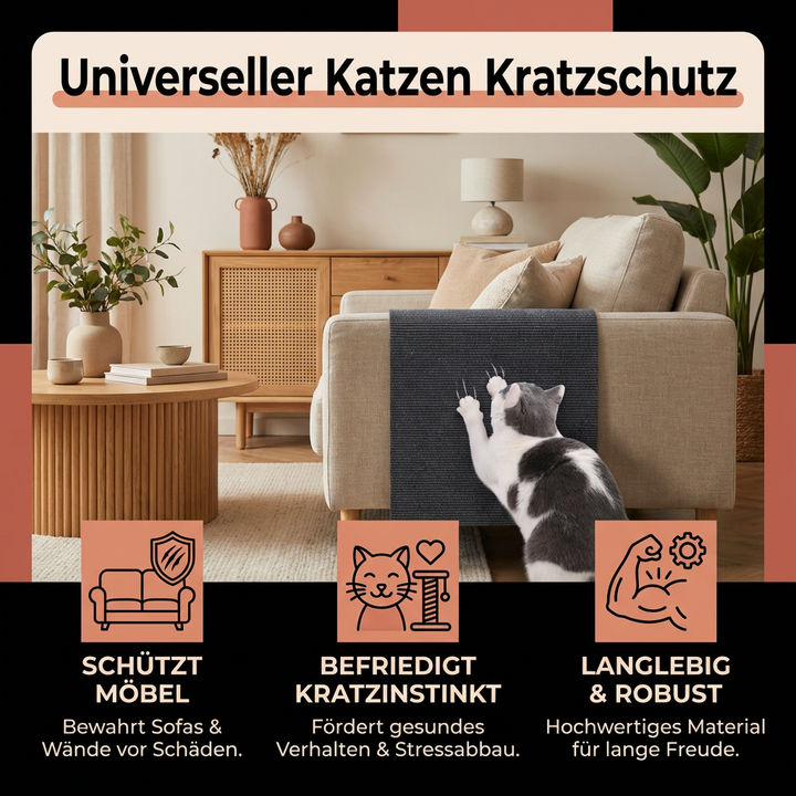 Robuste Katzen Kratzmatte als Möbelschutz, verhindert Kratzer an Sofa & Sesseln. Idealer Kratzstopper.