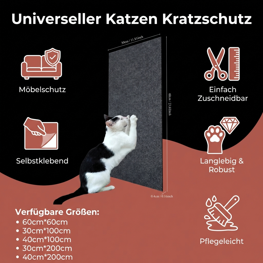 Universeller Möbelschutz gegen Katzenkrallen. Diese Kratzmatte schützt Ihre Polster zuverlässig.