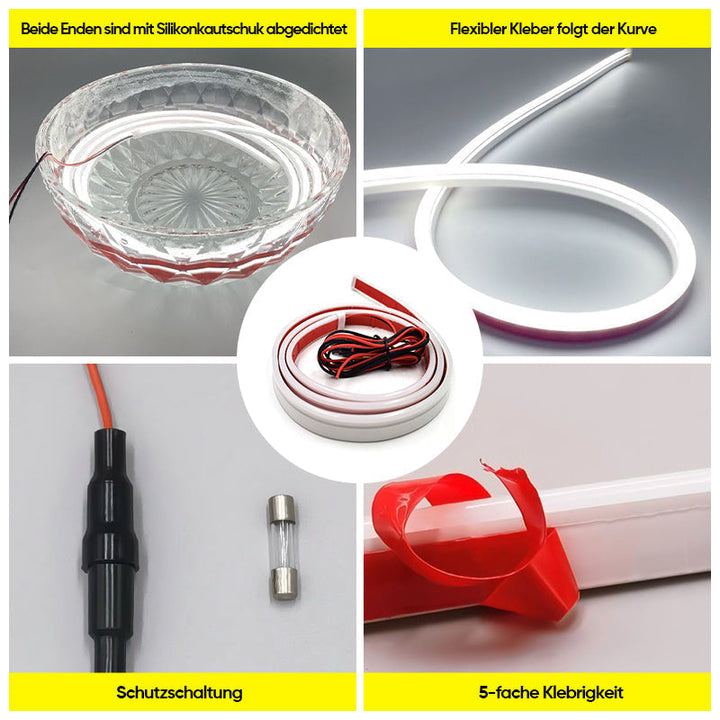 Einfach zu installierendes universelles LED-Nachrüstkit für Autos. Wasserdichter LED-Streifen.