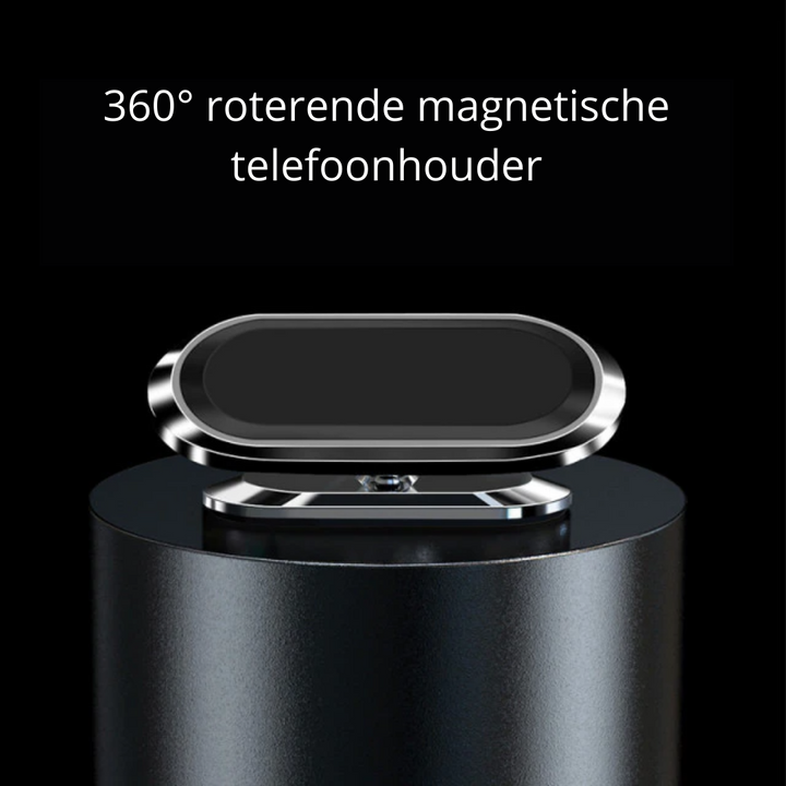 Kompakte 360° drehbare Handyhalterung für das Auto, magnetisch und universal für alle Smartphones.
