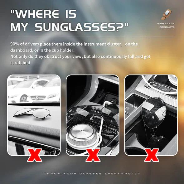 Sicherer Auto Brillenhalter für Sonnenblende, kein Rutschen, idealer Kfz Organizer für Ihre Sonnenbrille auf Reisen.