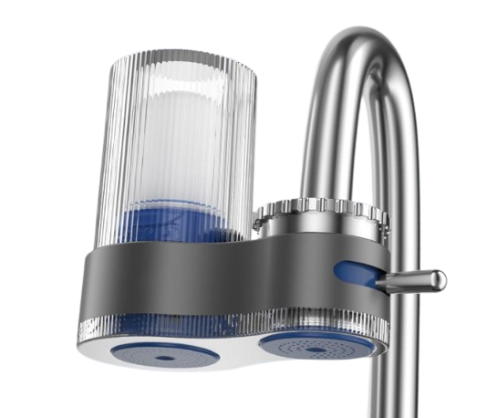 Universeller Wasserhahnfilter für sauberes, gefiltertes Trinkwasser in Ihrer Küche. Effiziente Wasserreinigung.