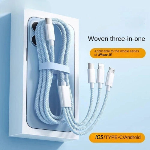 3-in-1 Ladekabel: USB-C, Lightning & Micro-USB. 100W PowerLink Schnellladekabel für Universal-Geräte.