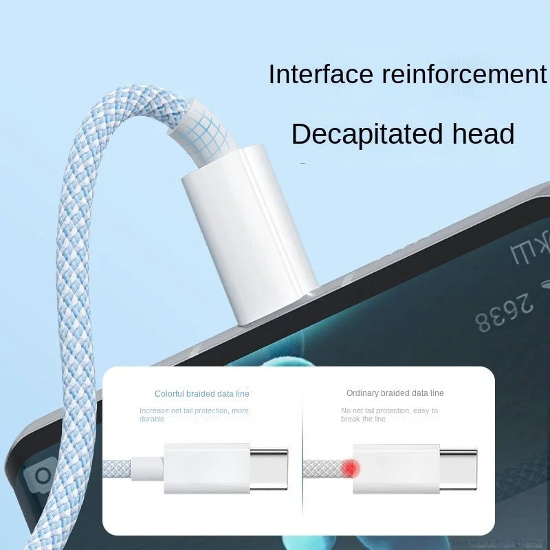 Graues, geflochtenes 3-in-1 Schnellladekabel 100W. Robustes Universal-Ladekabel für USB-C, Lightning, Micro-USB.