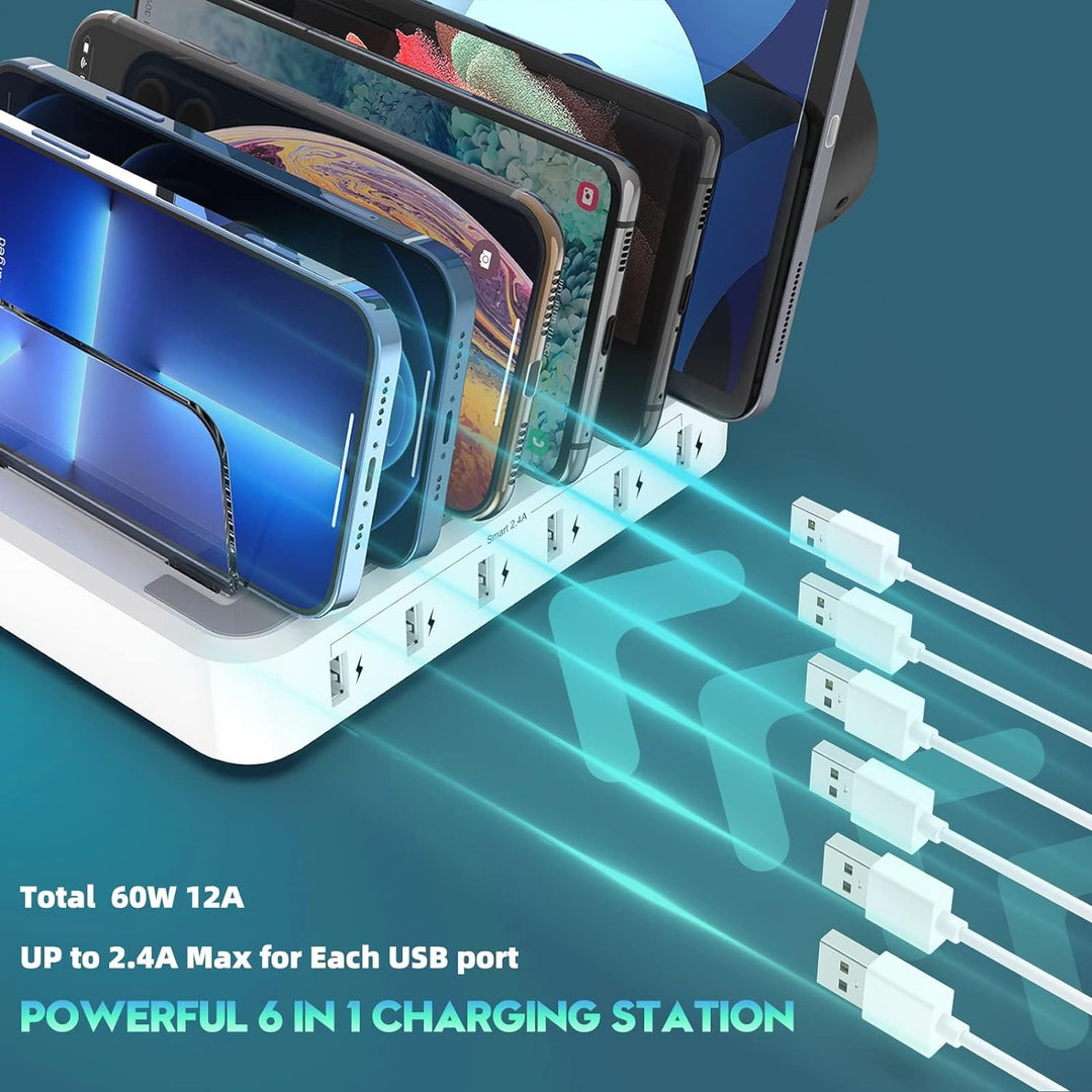 Multifunktionaler Ladestation-Organizer für Smartphones, Tablets, Smartwatches und Kopfhörer mit Schnellladung.