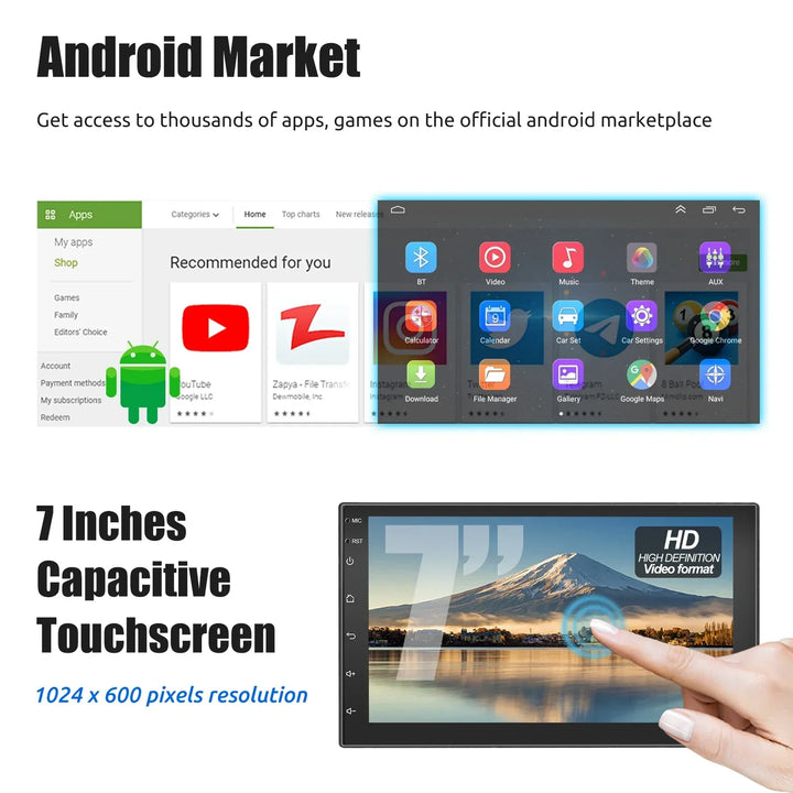 Android Auto Radio mit großem Touchscreen, Wireless CarPlay, Android Auto & WiFi für Navigation.