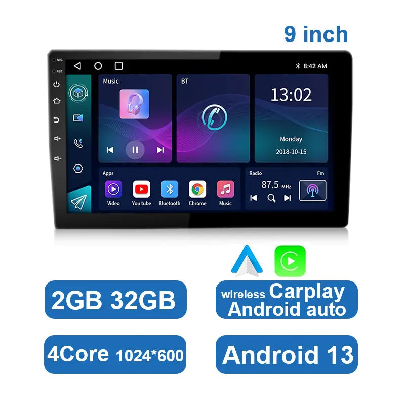 Modernes Android Autoradio mit Touchscreen, GPS Navigation und CarPlay für umfassendes Multimedia Erlebnis.