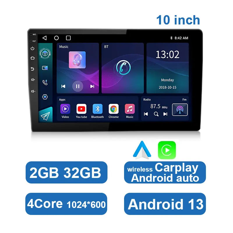 Smartes Android Autoradio mit Touchscreen, Wireless CarPlay, GPS & WiFi als universelles Auto Zubehör.