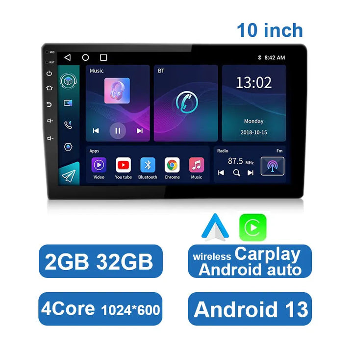 Smartes Android Autoradio mit Touchscreen, Wireless CarPlay, GPS & WiFi als universelles Auto Zubehör.