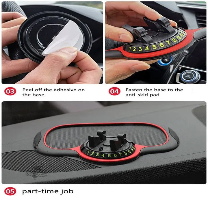 Detailansicht des universellen Anti-Rutsch-Pads, mit Fächern für Handy und Kleinteile.