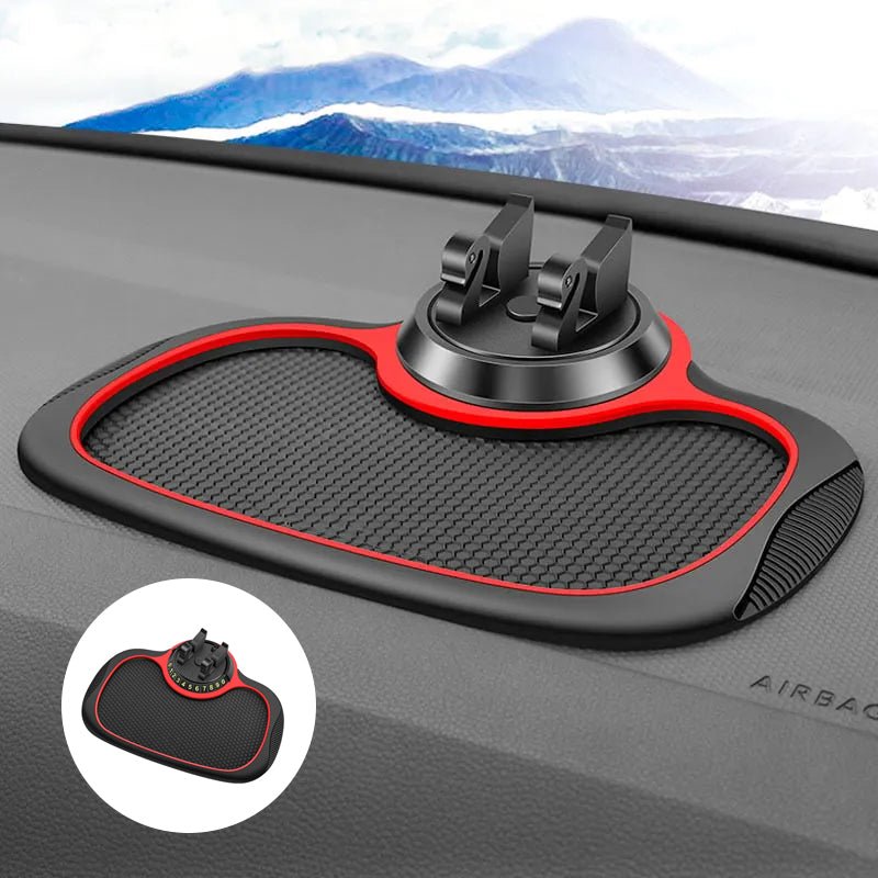 Minimalistisches Anti-Rutsch-Pad in Schwarz auf dem Armaturenbrett, für saubere Auto-Ordnung.