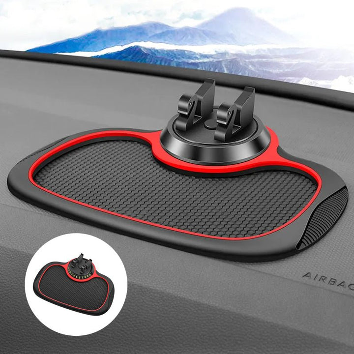 Minimalistisches Anti-Rutsch-Pad in Schwarz auf dem Armaturenbrett, für saubere Auto-Ordnung.