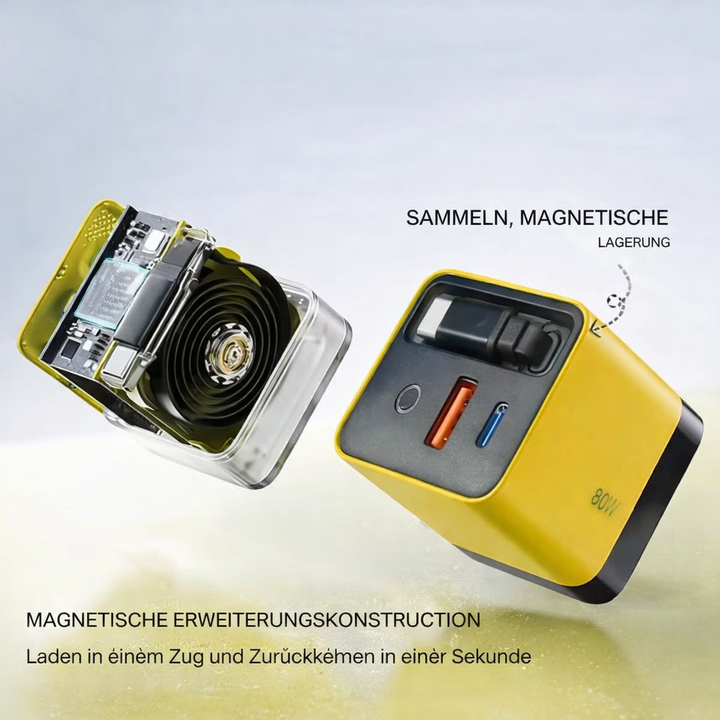 Fortschrittliches GaN Schnellladegerät. Effizienter USB-C/USB-A Wandadapter für schnelles & sicheres Aufladen.