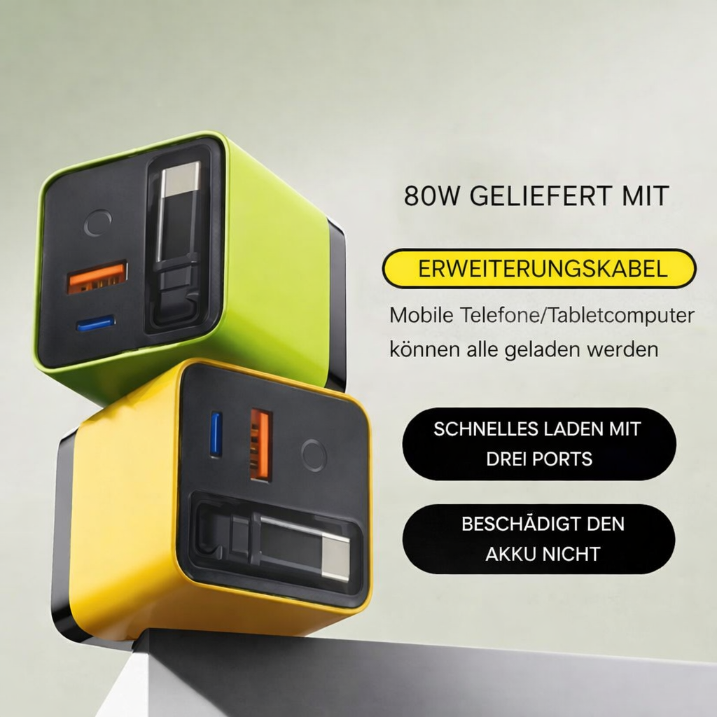 Universal GaN Ladegerät, unverzichtbares Elektronik-Zubehör. Effizienter Wandadapter für alle USB-Geräte.