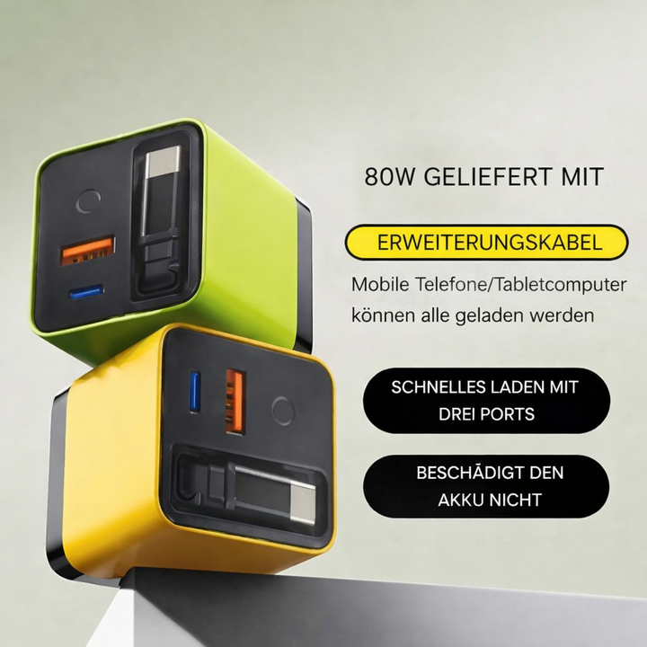 Universal GaN Ladegerät, unverzichtbares Elektronik-Zubehör. Effizienter Wandadapter für alle USB-Geräte.