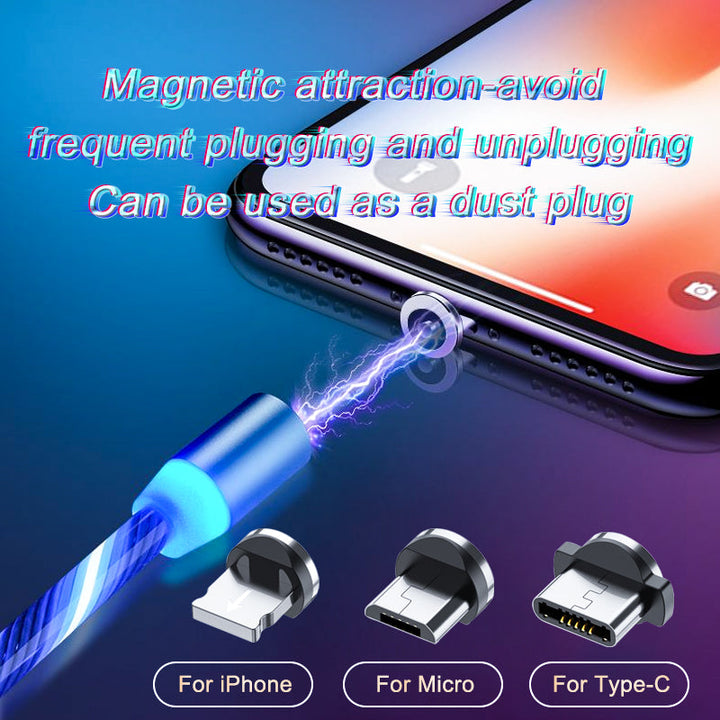Innovatives magnetisches 3-in-1 Kabel für Handy, USB C, Micro USB, iOS mit Schnellladefunktion.
