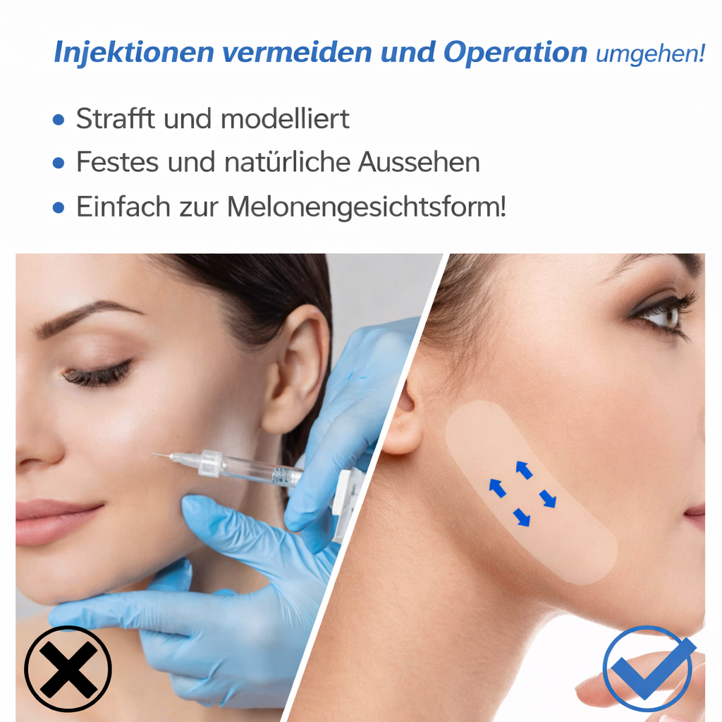Gesichtslifting Tapes für sichtbar straffere Haut und reduzierte Falten mit Sofort-Effekt.