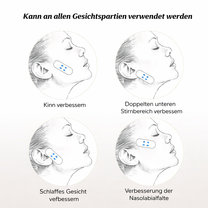 Diskrete Anti-Aging Gesichtstapes für Damen zur schnellen Hautstraffung & Konturierung.