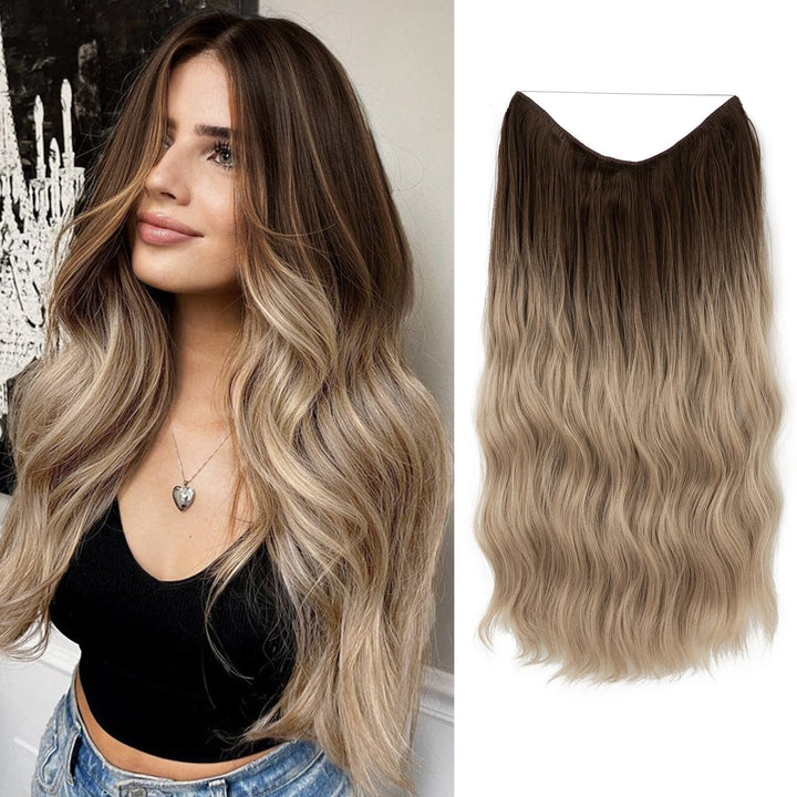 Vielseitige Halo Extensions für Volumen & Länge, hitzebeständiges Kunsthaar.
