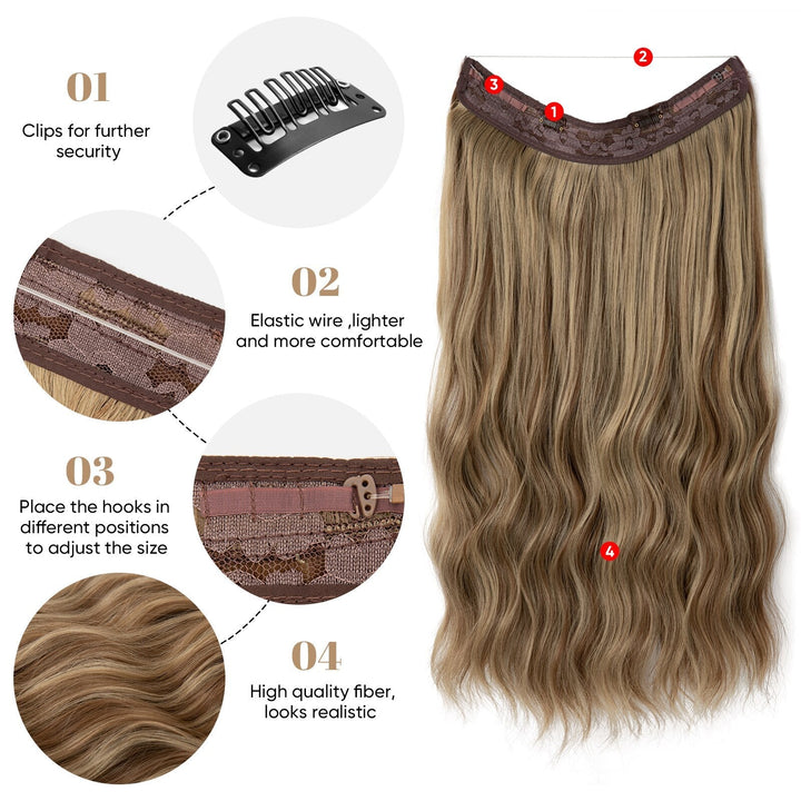Hitzebeständige Halo Extensions für flexible Frisuren & atemberaubendes Volumen.