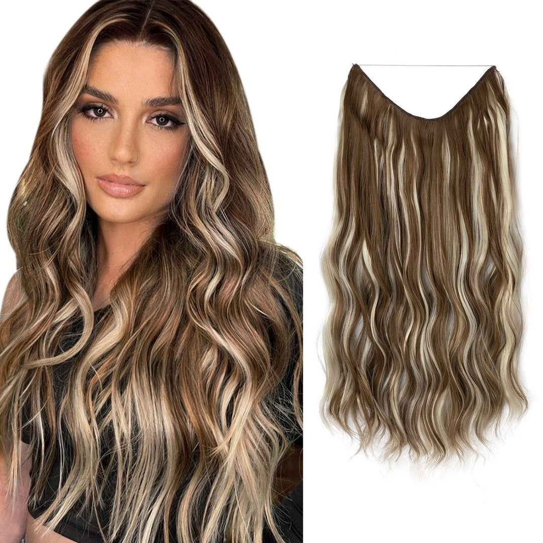 Kunsthaar Halo Extension in Blond, hitzebeständig, für mehr Volumen & neue Frisuren.