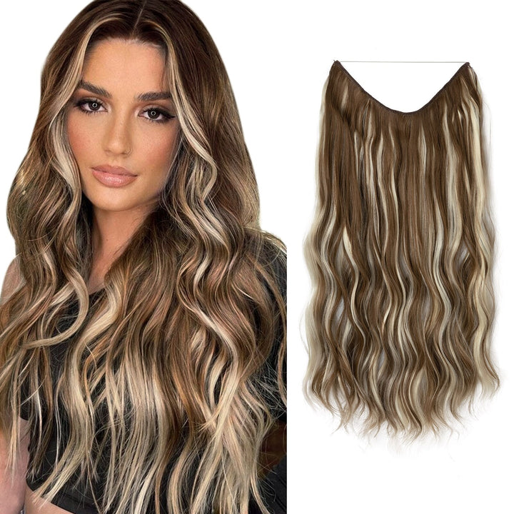 Kunsthaar Halo Extension in Blond, hitzebeständig, für mehr Volumen & neue Frisuren.