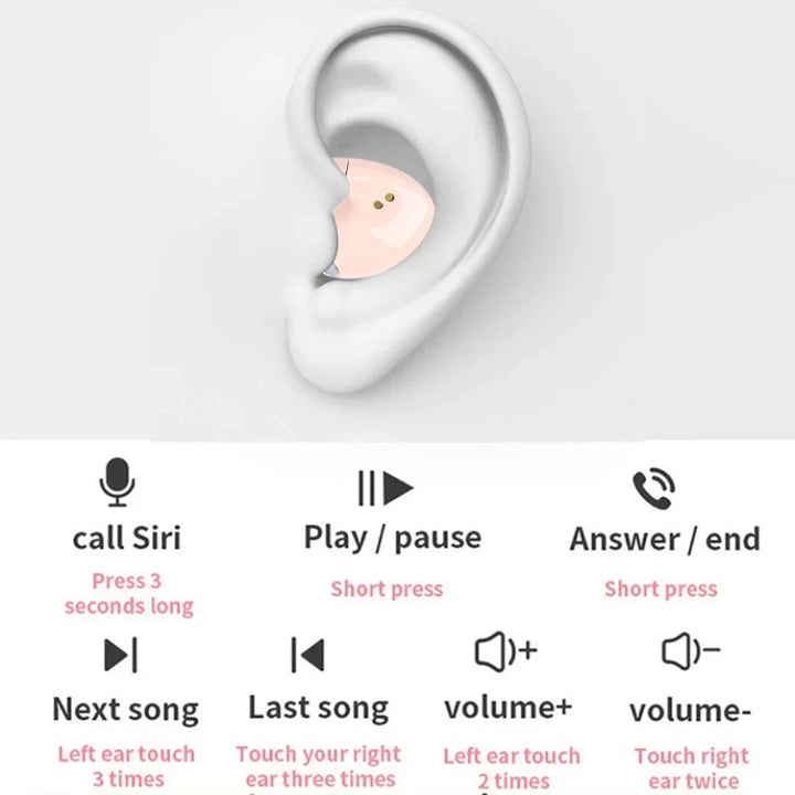 Ergonomische In-Ear-Kopfhörer, unsichtbar und ultraleicht, für hohen Tragekomfort den ganzen Tag.