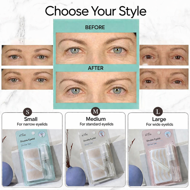 Für jugendliche Augen: Unsichtbare Augenlid Tapes mit sofortigem Lifting-Effekt. Perfekt unter Make-up.
