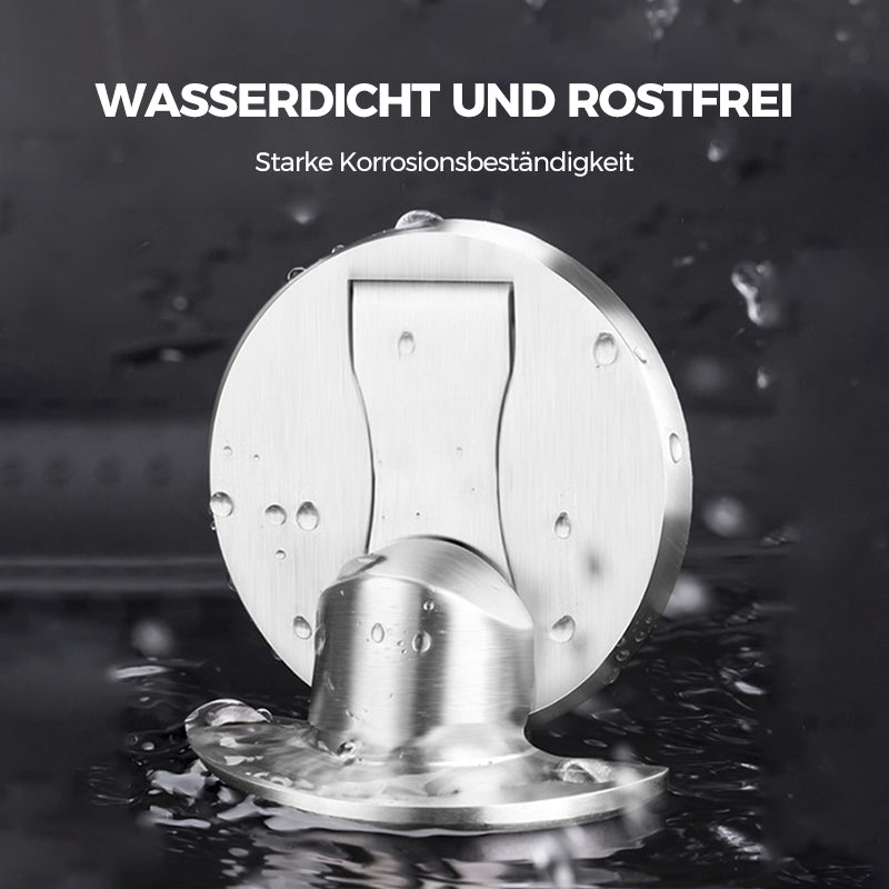 Detailansicht des unsichtbaren magnetischen Türstoppers, der eine Tür sanft offen hält. Sicherer Halt, ohne Bohren.