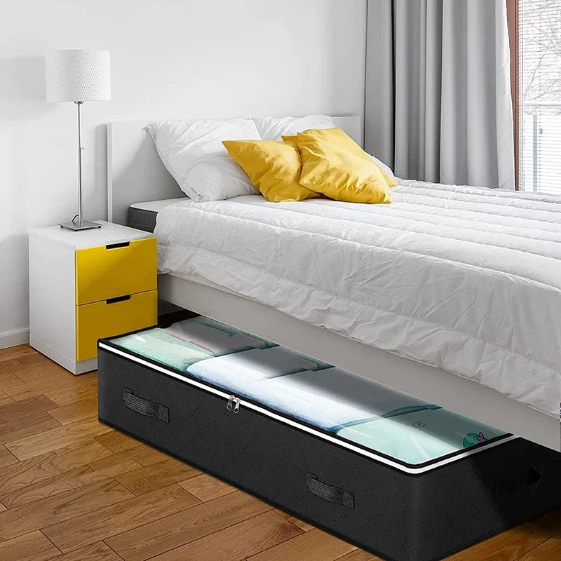 Praktische Unterbettaufbewahrung: 2er-Set Vliesstoff-Beutel für mehr Ordnung & Stauraum unter dem Bett.