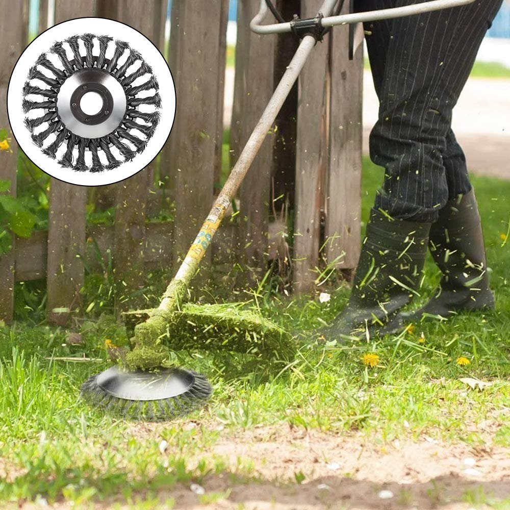 Fadentrimmer-Kopf LawnShield in Aktion beim präzisen Mähen von Gras. Erleichtert Gartenarbeit.