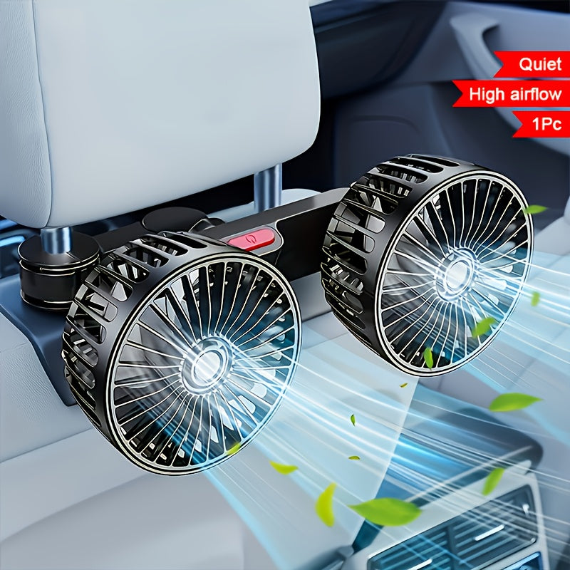 Leiser, kompakter USB Autolüfter mit zwei Ventilatoren für effiziente Luftzirkulation und Kühlung im Auto.